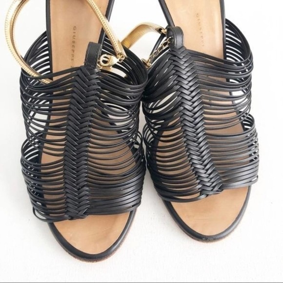 Giuseppe Zanotti Pissi Gold Ankle Band Leather Heeled Strap Sandals 36.5 / 6.5 - Picture 5 of 12